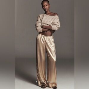 Anthropologie Maeve Liquid Shine Gold Party Wide Leg Pants Size XXS NWT!